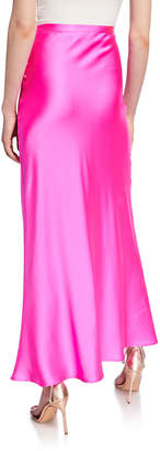 BERNADETTE Florence Silk Satin Bias-Cut Ankle-Length Skirt, Pink