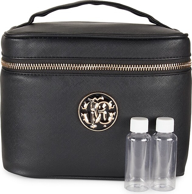 Faux Leather Top Handle Cosmetic Pouch