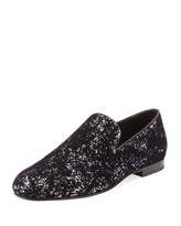 Thumbnail for your product : Jimmy Choo Sloane Men's Coarse Glitter Velvet Slipper, Black/Silver