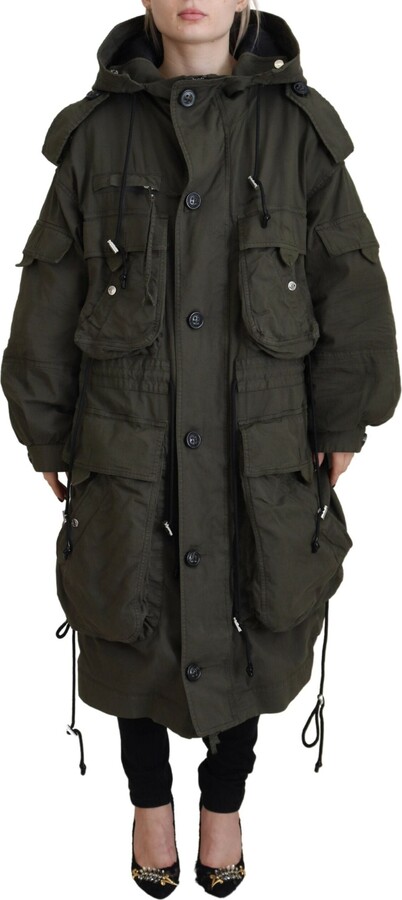 DSQUARED2 ² Hooded Full Zip Long Parka Coat Women's Jacket (Pre-Owned)