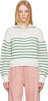OPEN YY Green Stripe Half-Zip Sweater