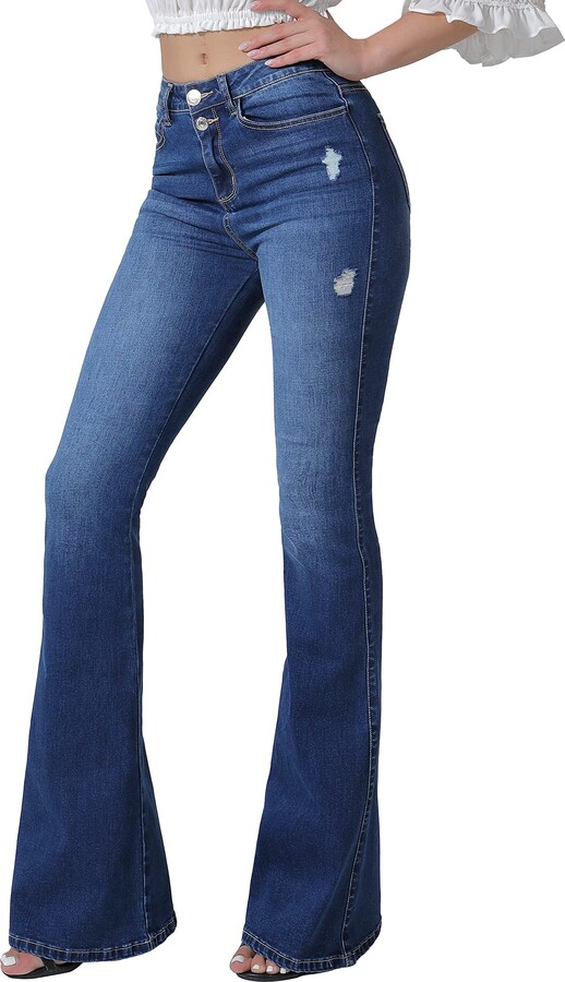 VIPONES Bell Bottom Jeans for Women Flare Jean High Waist Stretch ...