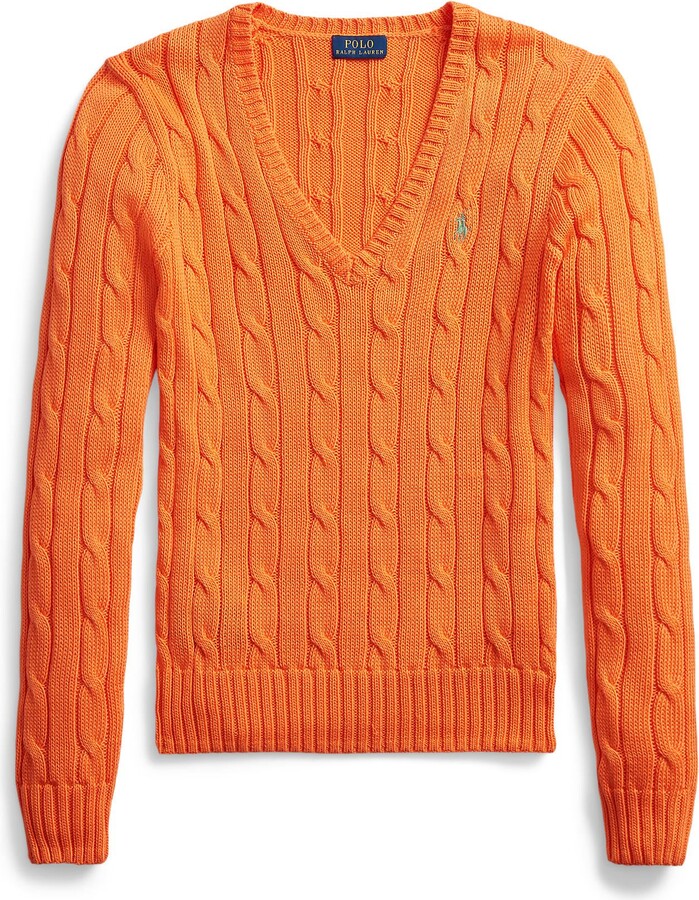 Polo Ralph Lauren Cable-knit Cotton V-neck Sweater Sweater Orange -  ShopStyle