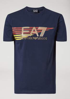 Emporio Armani Ea7 Stretch Jersey T-Shirt With Maxi Logo
