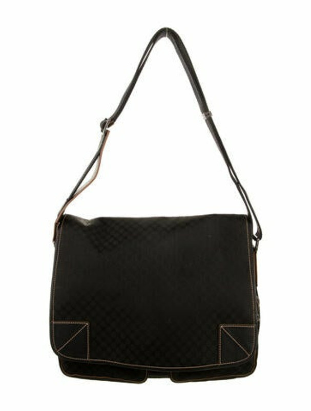 Celine Vintage Macadam Canvas Messenger Bag Black ShopStyle