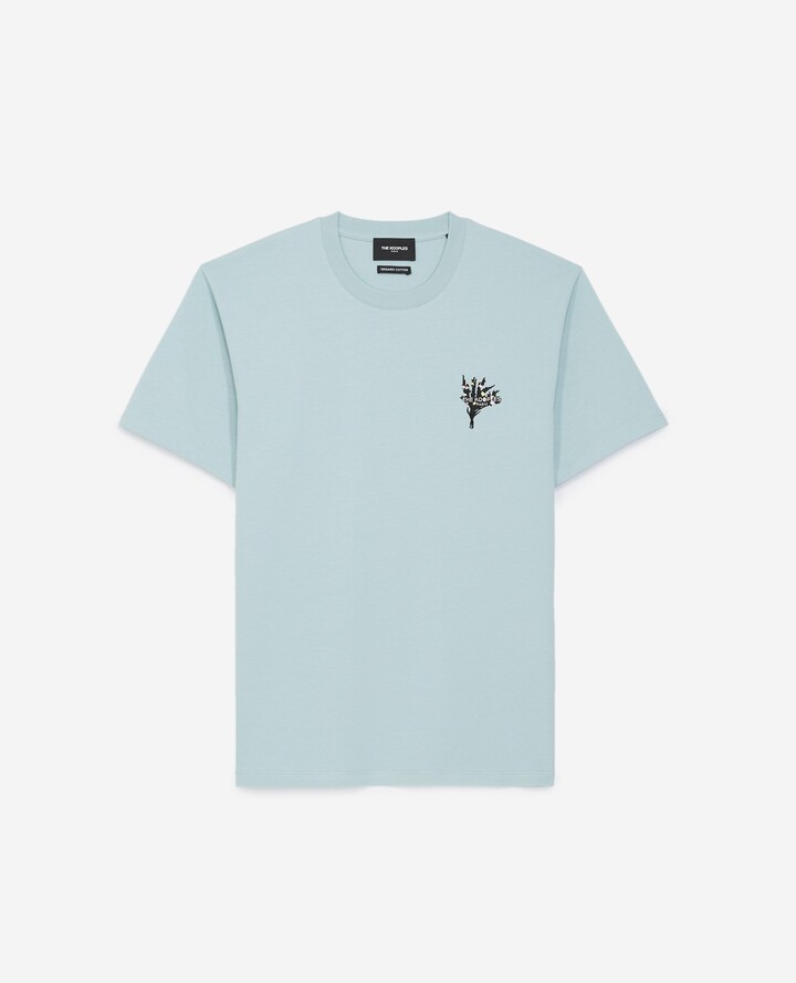 The Kooples Mint green cotton T-shirt w/flowers