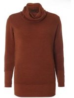 Dorothy Perkins Womens Ginger Ottoman Roll Neck Knitted Tunic- Ginger
