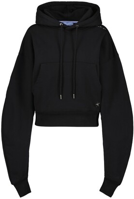 Thierry Mugler Cropped cotton hoodie - ShopStyle