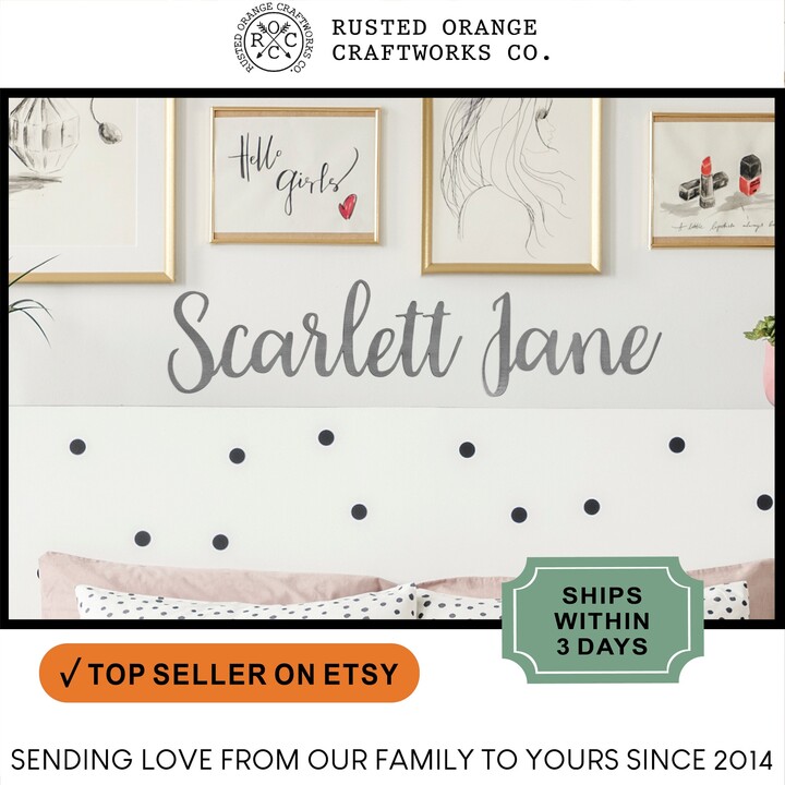 Metal Premier Script Name Sign - 36" Custom Wall Decor