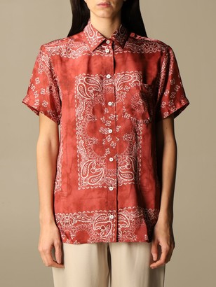 red bandana print shirt womens