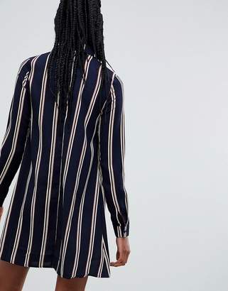 Glamorous Tall Long Sleeve Shirt Dress In Stripe