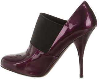 Miu Miu Patent Leather Round-Toe Ankle Boots