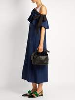 Thumbnail for your product : Isa Arfen Mali Baby Off The Shoulder Linen Dress - Womens - Navy Multi