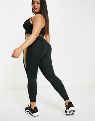 Nike Training Plus one tight leggings in black and gold
