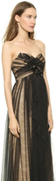 Thumbnail for your product : Marchesa Notte Strapless Lace Gown with Draped Tulle Overlay