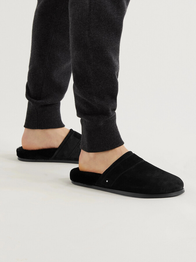 Mr P. Shearling-Lined Suede Slippers - ShopStyle