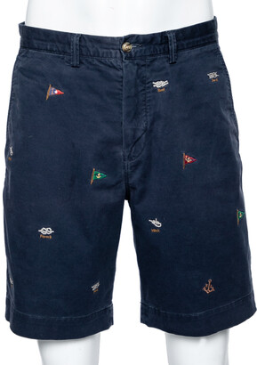 Polo Ralph Lauren Navy Blue Embroidered Cotton Shorts L