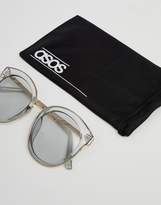 Thumbnail for your product : ASOS Oversized Round Preppy Fashion Sunglasses With Light Smoke Frame & Lens
