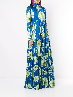 Andrew Gn Floral Long-Sleeve Maxi Dress