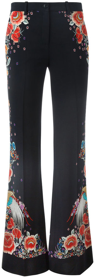 Roberto Cavalli floral print trousers - women - Cotton/Spandex/Elastane ...