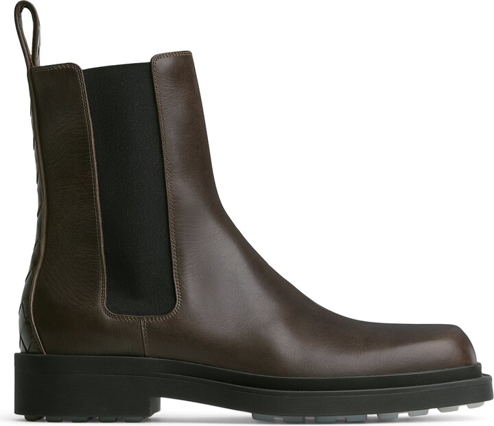Bottega Veneta Leather Intrecciato-Detail Ben Chelsea Boots