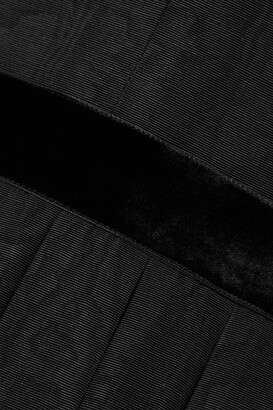 Alice + Olivia Madison Velvet-trimmed Pleated Cotton-blend Moire Mini Dress - Black