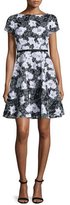Thumbnail for your product : Erin Fetherston Short-Sleeve Floral Organza Flare Cocktail Dress