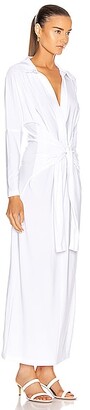 Norma Kamali Tie Front NK Shirt Dress in White