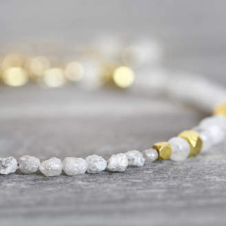 Artique Boutique Skinny White Diamond And Moonstone Bracelet