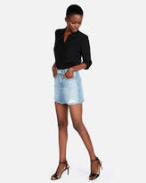 Thumbnail for your product : Express Mid Rise Embellished Straight Denim Mini Skirt