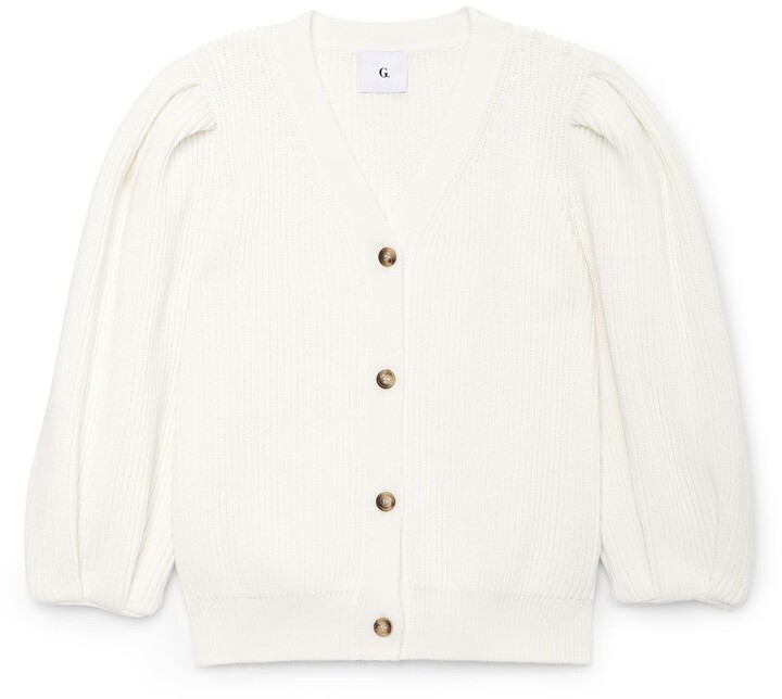 G. Label by goop Hill Ribbed Puff Sleeve Cardigan - ShopStyle