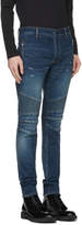 Thumbnail for your product : Balmain Blue Silm Biker Zip Jeans