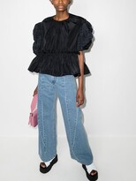 Thumbnail for your product : BROGGER Checked Puff-Sleeves Flared Blouse