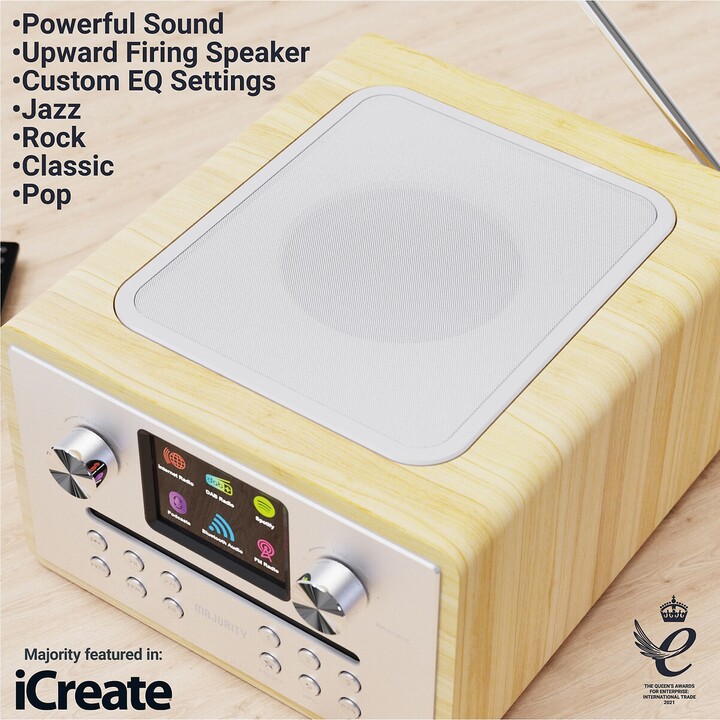 Majority Homerton 2 Oak Compact Cd Player/dab Radio With Bluetooth
