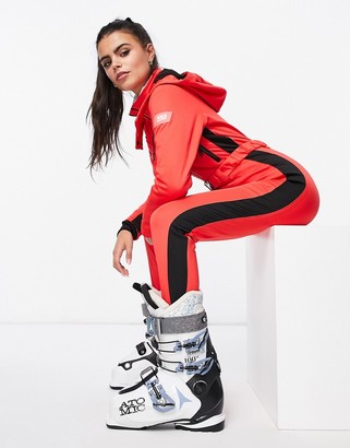ASOS 4505 Petite ski fitted belted ski suit with hood and side