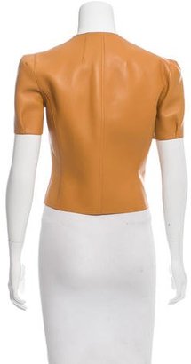 Michael Kors Short Sleeve Leather Top