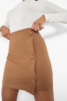 Thumbnail for your product : boohoo Stretch Woven Button Detail Wrap Mini Skirt