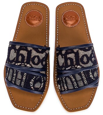 Chloé Woody Lace Slides in Navy - ShopStyle Sandals