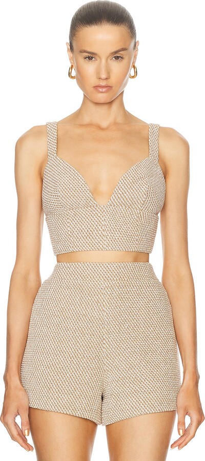 L'Agence Castalia Knit Bra Top in Tan