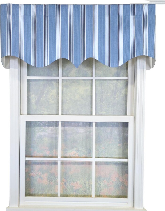 RLF Home 100% Cotton Freya Stripe Regal Fully lined Windows Rod Pocket Valance 50" x 17"