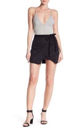 Living Doll Faux Suede Wrap Miniskirt