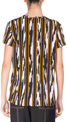 Proenza Schouler Ikat-Striped Cotton T-Shirt, Multi Pattern
