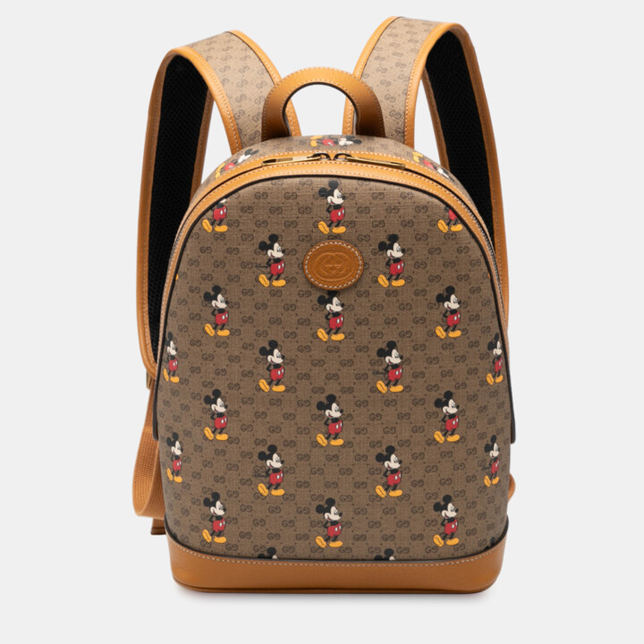 Gucci Brown Disney Small Micro GG Supreme Mickey Mouse Dome Backpack