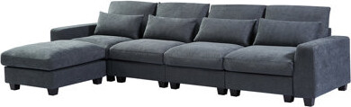 Everly Quinn Smooth L-shape Sectional With Reversible Chaise - Chenille Texture Lightweight