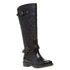 New Womens Posh Wellies Black Bornite Synthetic Boots Knee-High Elasticated Zip
