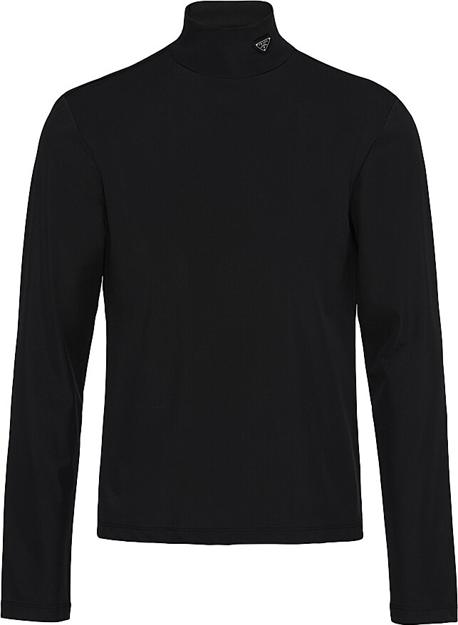 Prada Men's Stretch Cotton Turtleneck - Black - Size Large