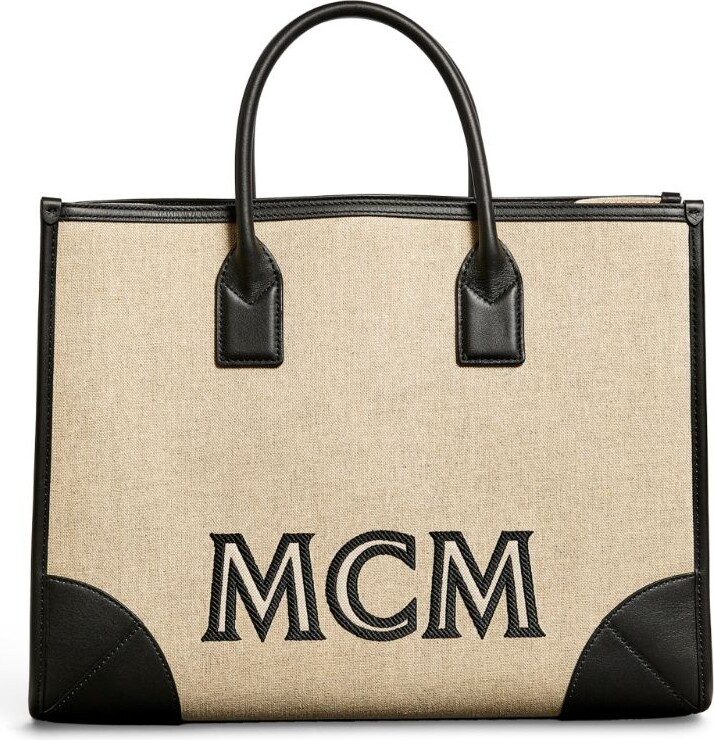 Mcm Logo Canvas Shoulder Bag