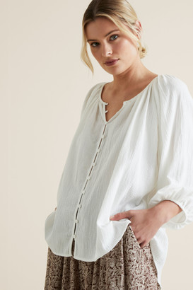 Seed Heritage Button Down Crinkle Blouse