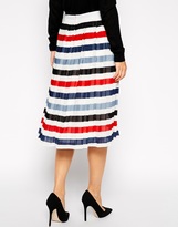 Thumbnail for your product : A. J. Morgan ASOS Pleated Midi Skirt in Stripe
