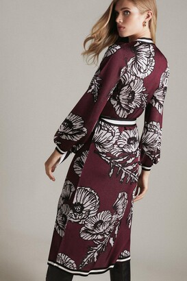 Karen Millen Slinky Floral Jacquard Wrap Front Dress